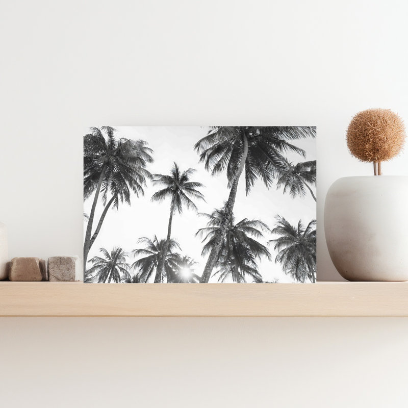 Art mural abstrait tropical tropical BW, H 12 po x l 18 po, Black/Gray