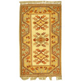 Hand Knotted Wool Area Rug in Ivory And Gold