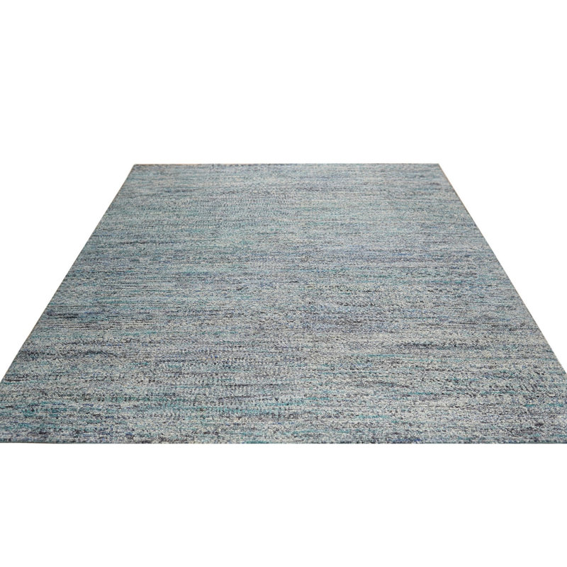 Tapis gris en soie noué à la main gris, 9 pi x 12 pi