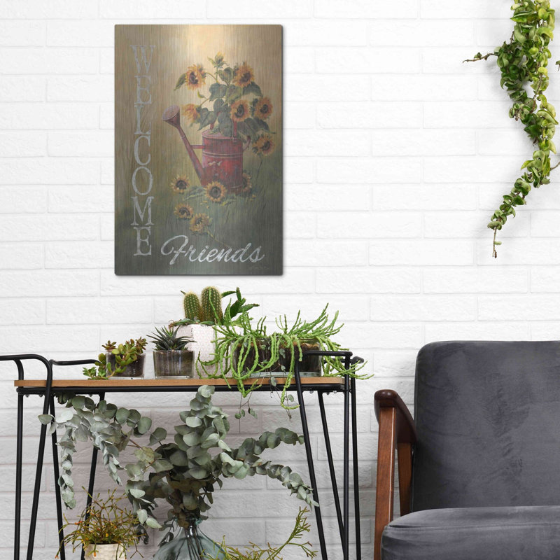 «A Sunflower Welcome» par Pam Britton, art mural en métal, H 16 po x l 12 po