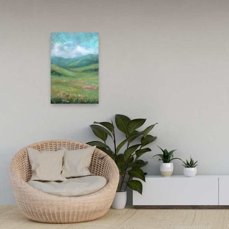 Impression d'art contemporain abstrait Fairytale Mountain, 24" H x 16" W