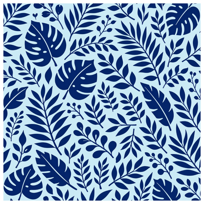 Couvre-lit matelassé bleu feuilles botaniques toutes tailles, Full / Double