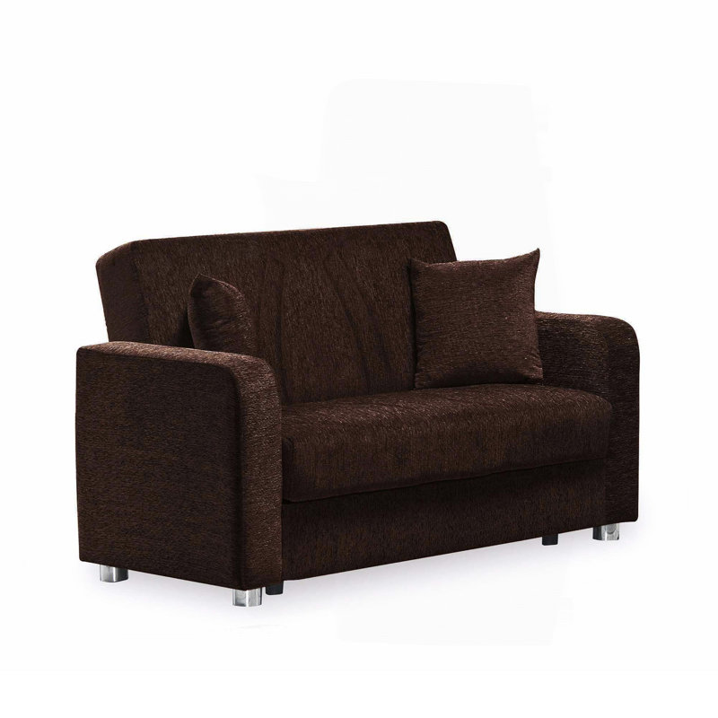 Canapé-lit rembourré avec rangement PrimeNest Gravita Collection, Argent; brun, Marron foncé