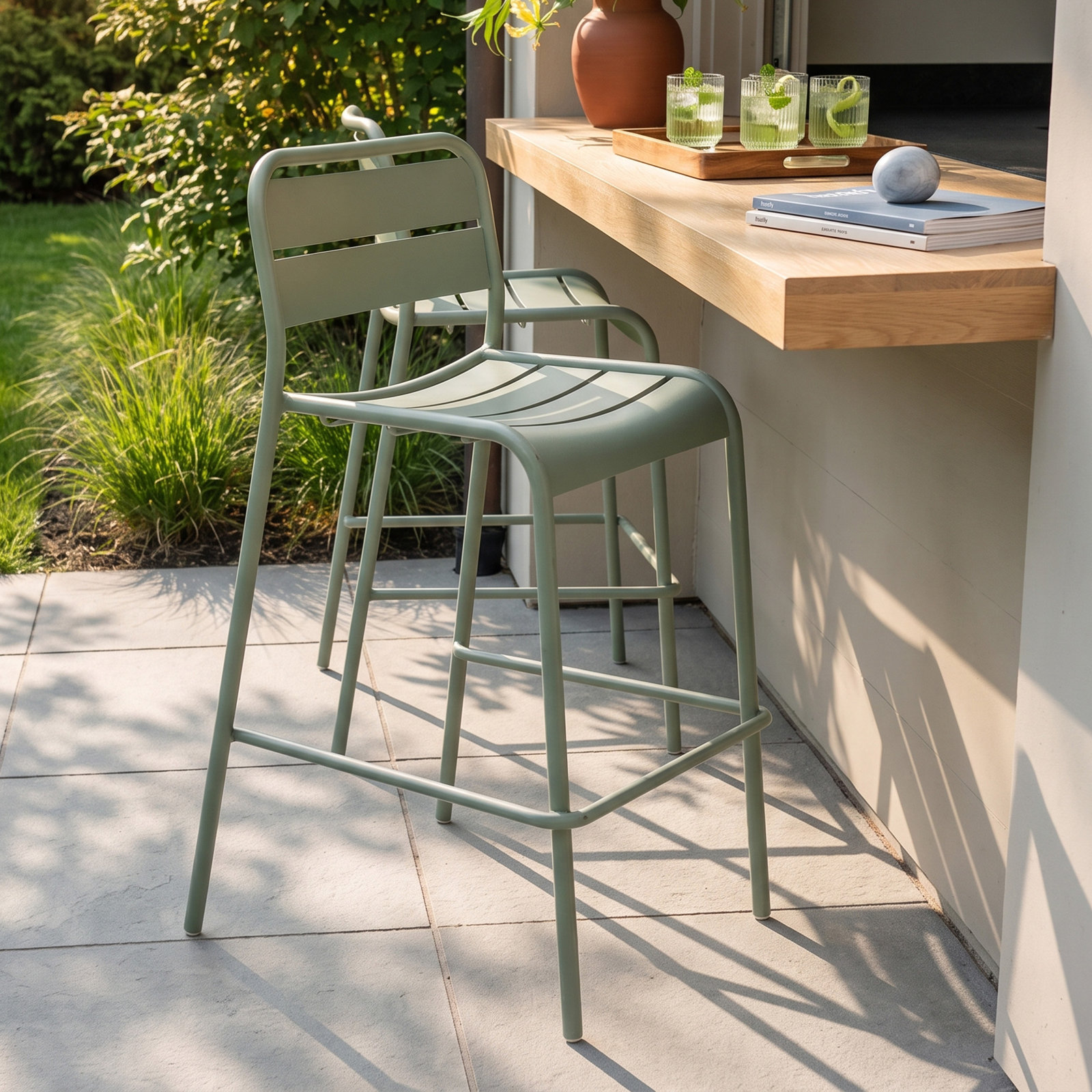 Kapri 41'' Outdoor Bar Stool, Sage