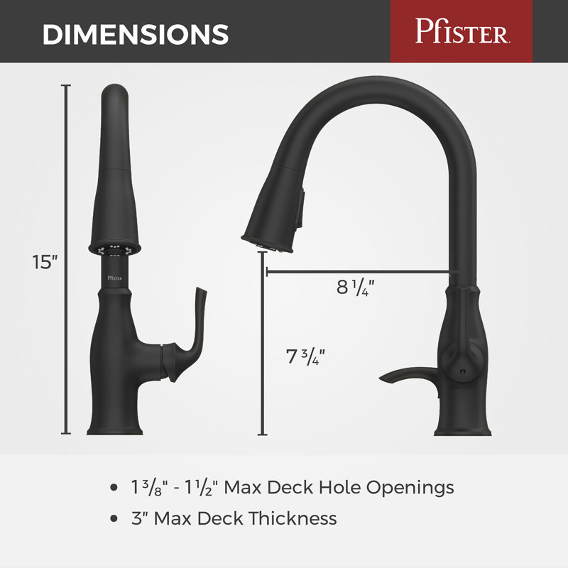 Pfister Rosslyn 1-Handle Pull-Down Kitchen Faucet, Matte Black