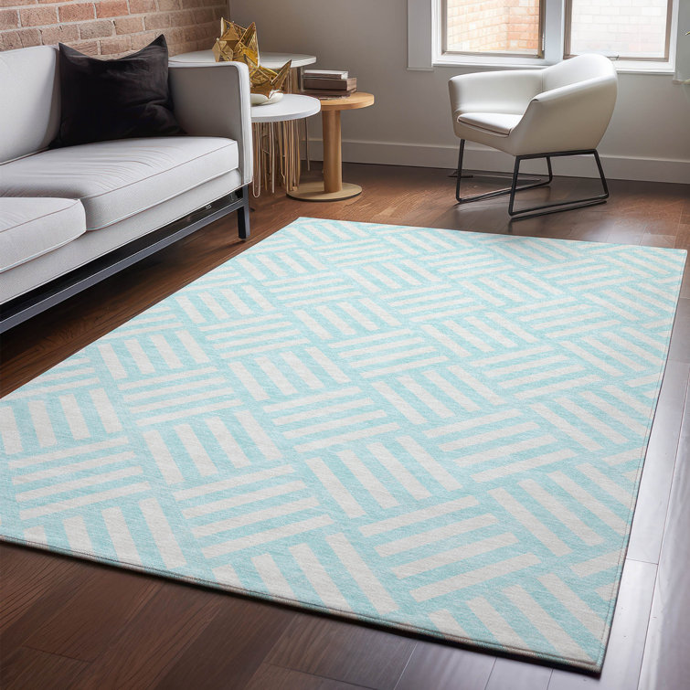 Premium Machine Washable Cerrito Aqua Rug