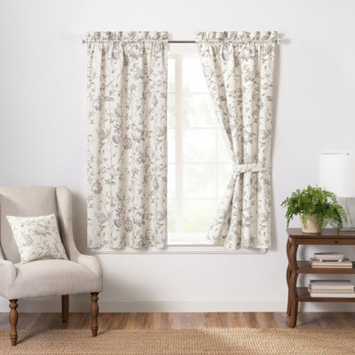 Erie Floral Semi-Sheer Cotton Blend Rod Pocket Curtain Panel (Set of 2)