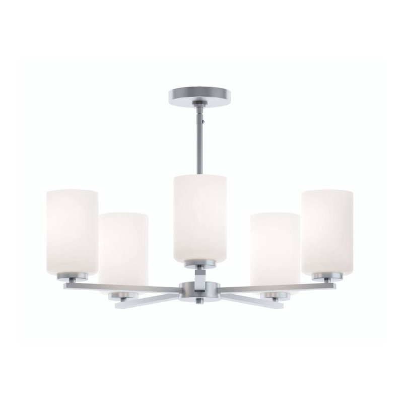 Suspension Elsfield P24MBSN Elsfield 24 po à cinq lumières, culot moyen, nickel satiné, Nickel satiné
