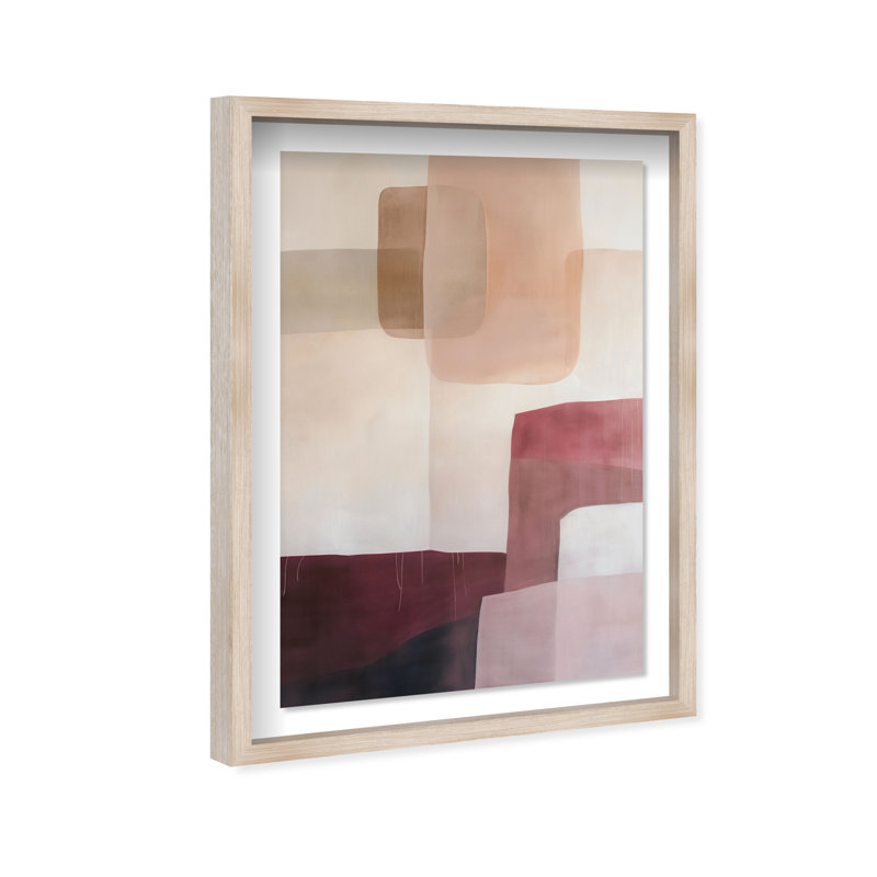 Ruby Dreams I Shadowbox Abstract Print by Oliver Gal, Black Frame, 10 x 15, 37.5"H x 25.5"W, Natural Oak Frame
