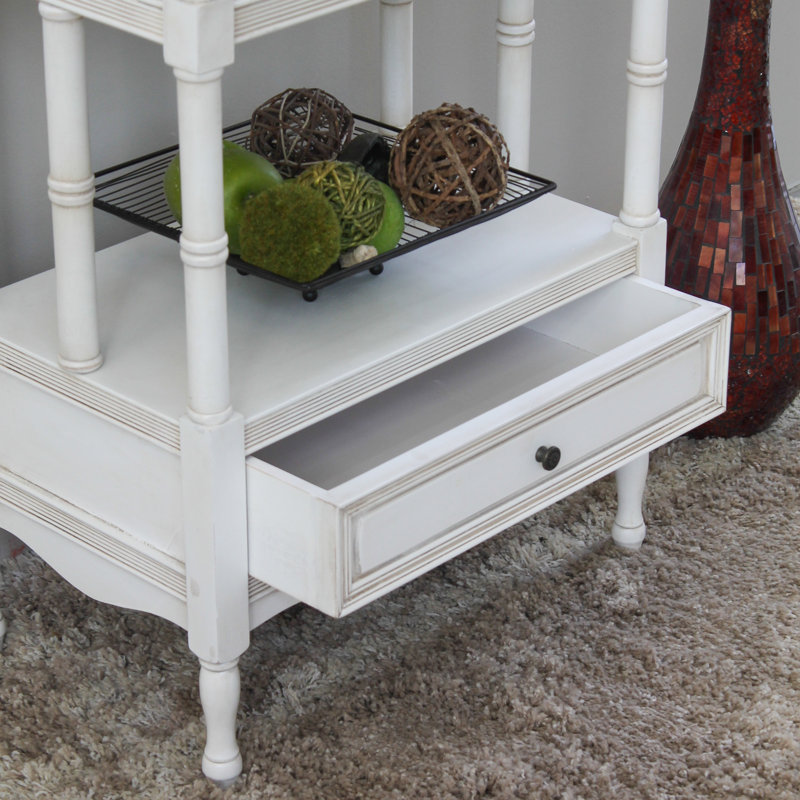 Aodee Storage Bookcase, (4 Shelves) 55” H x 22” W x 13” D, Antique White