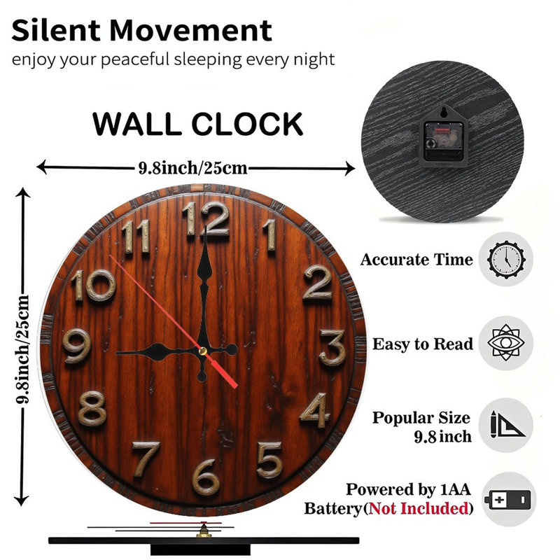 Grande horloge analogique rustique