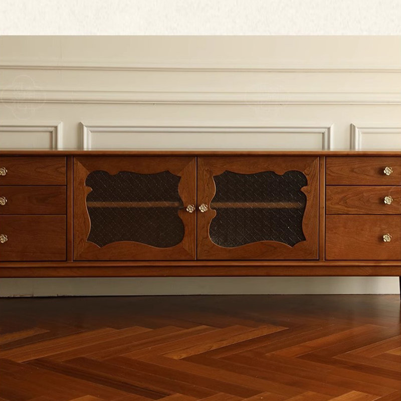 Meuble télé avec rangement minimaliste de style français, H 25,59 po x L 70,87 po x l 16,54 po