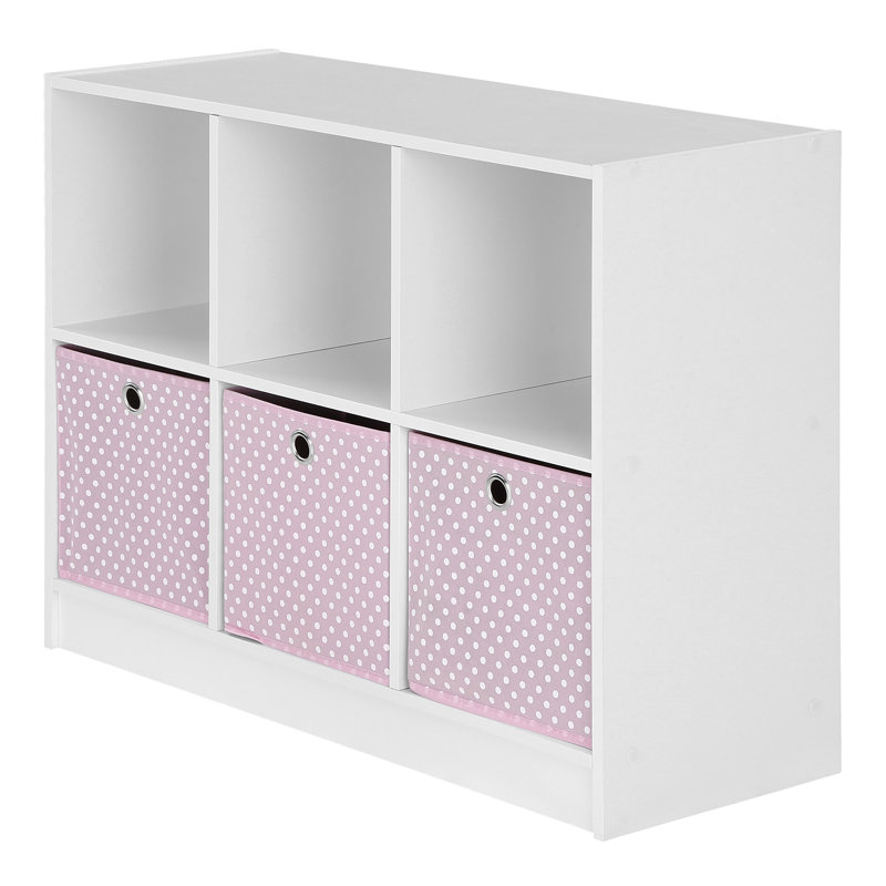 Anjay 59.9 cm H x 80.3 cm W Cube Bookcase, White/Light Pink