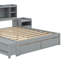 Lit plateforme en bois avec espace de rangement multifonctionnel, table de chevet, tiroirs, ports USB et bureau-1531035263