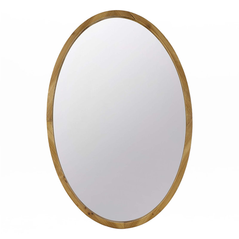 Wood Mirror, Wall Mirror, 35.4" x 23.6", Oval