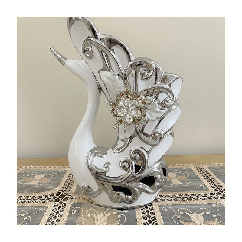 Vase Swan Bling, Argent argent