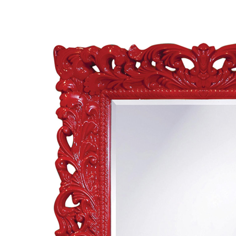 Luise Ornate Beveled Framed Accent Mirror, Red