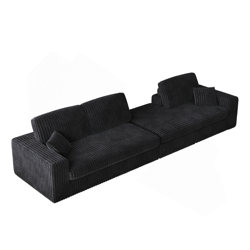 Canapé en velours côtelé modulaire de 114,5 pi, canapé réversible à siège inclinable, canapé 2 en 1 avec fauteuil inclinable et canapé en forme de L avec trois coussins décoratifs et deux coussins décoratifs