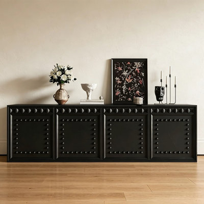 Medieval-style black rivet dining cabinet