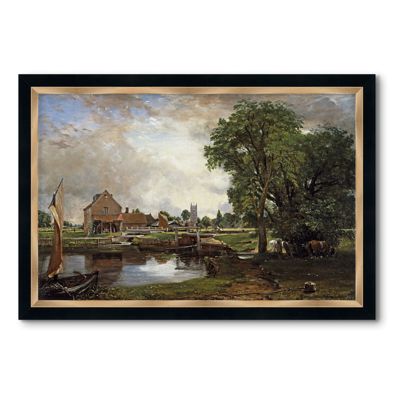 Dedham Lock and Mill, v. 1820 - John Constable - Toile encadrée sur mesure, 28 po x 40 po, Toile avec cadre