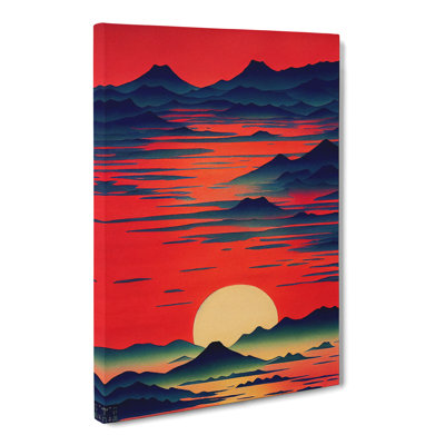Watercolour Japanese Sunset - Wrapped Canvas