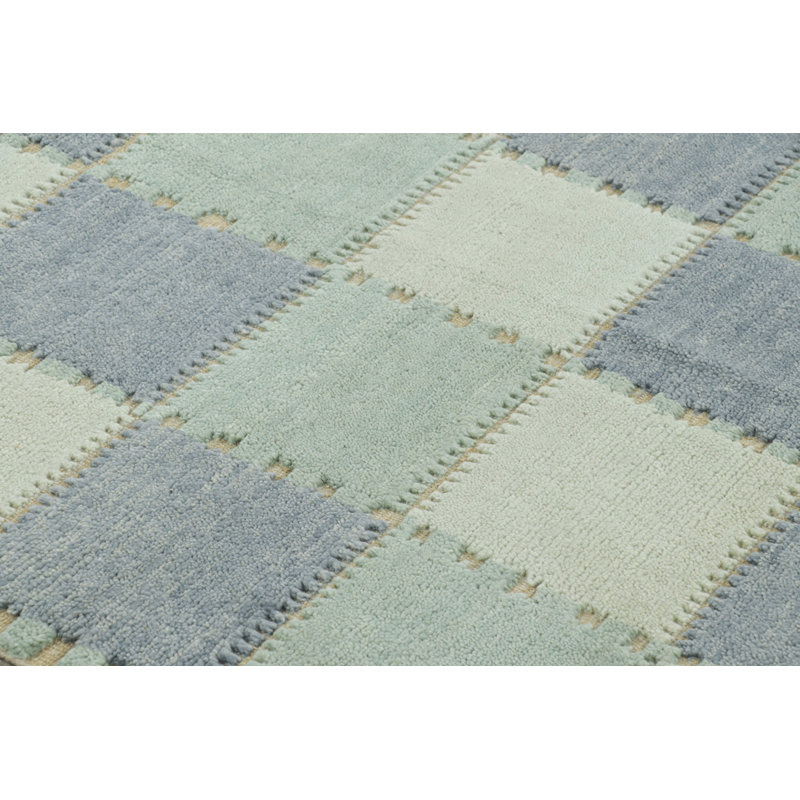 Rug & Kilim’S Scandinavian Style Rug With Geometric Patterns In Blue Tones