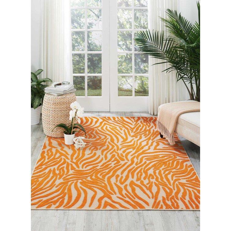 Murat Modern Orange Indoor/Outdoor Patio Rug