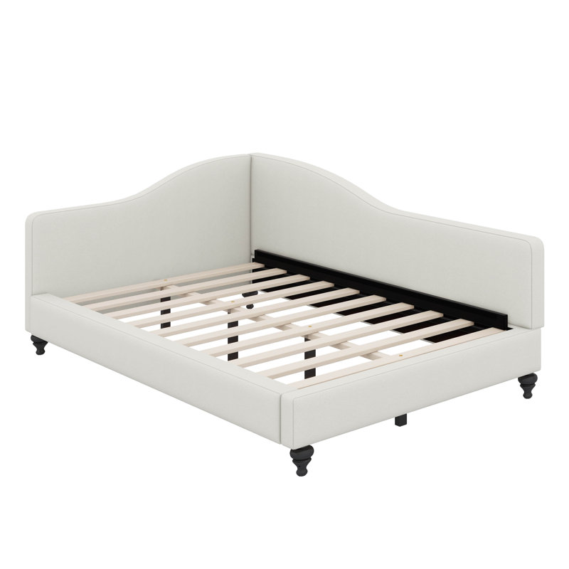 L-Shaped Linen Daybed, Beige, Full / Double