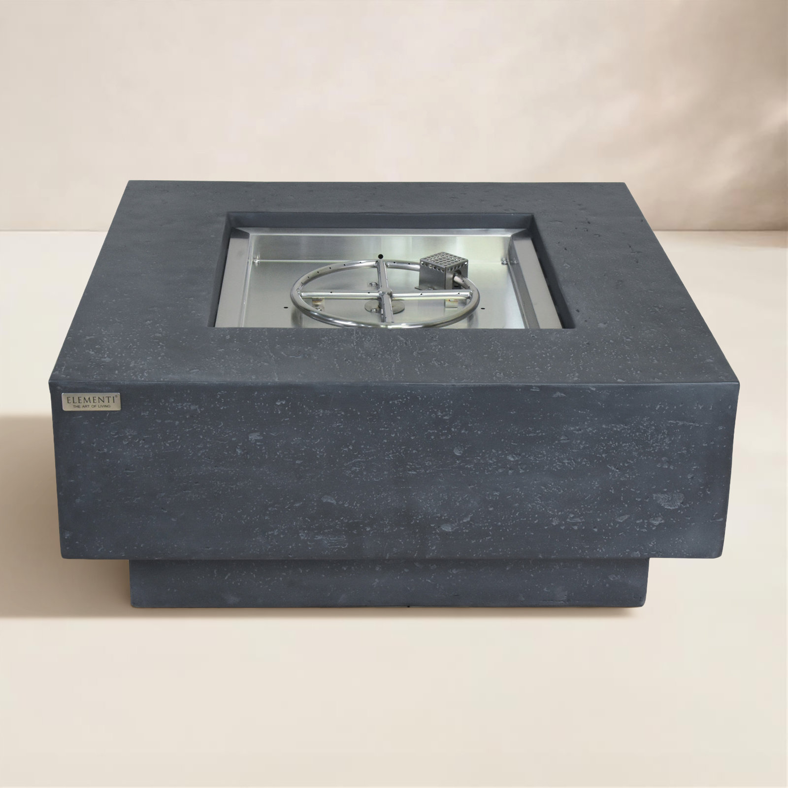 Square Fire Pit Table, Natural Gas, Dark Gray