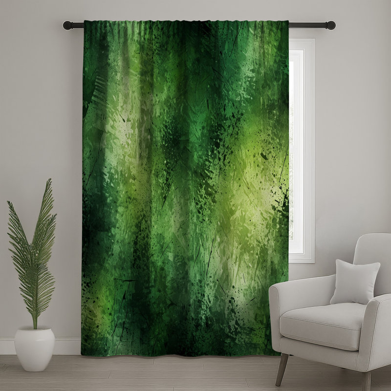 Rideaux vert à texture abstraite, voilages et voilages abstraits - 1 panneau, 50 po x 92 po - 1 panneau, Blocage