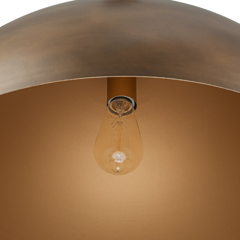 Bradson 1-light Antique Brass Dome Pendant, 13.8" H x 23.6" W x 23.6" D