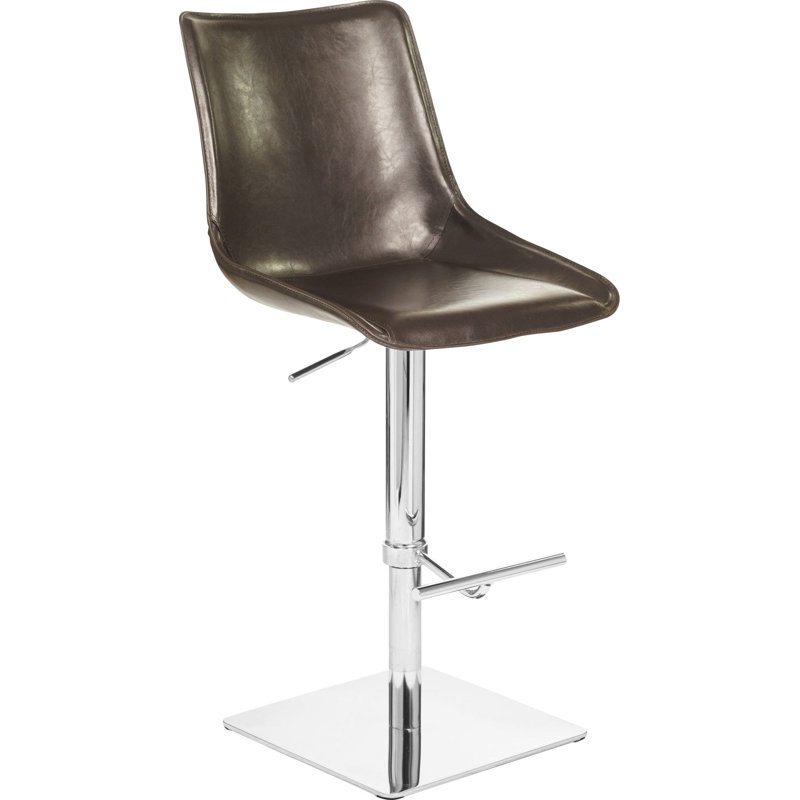 Daryanani Swivel Upholstered Adjustable Height Counter Stool with Metal Frame, Espresso
