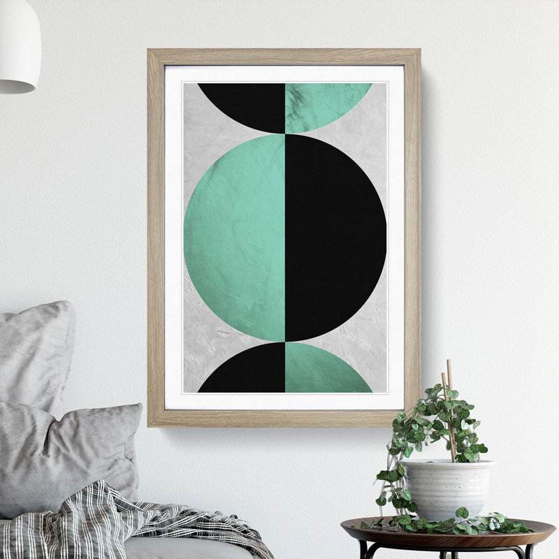 Spherial Abstract - Single Picture Frame Print on Wood, Oak Framed, 48cm H x 36cm W x 2cm D