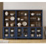 Bibliothèque à 5 niveaux avec 6 portes en verre et tablette réglable, bleu marine