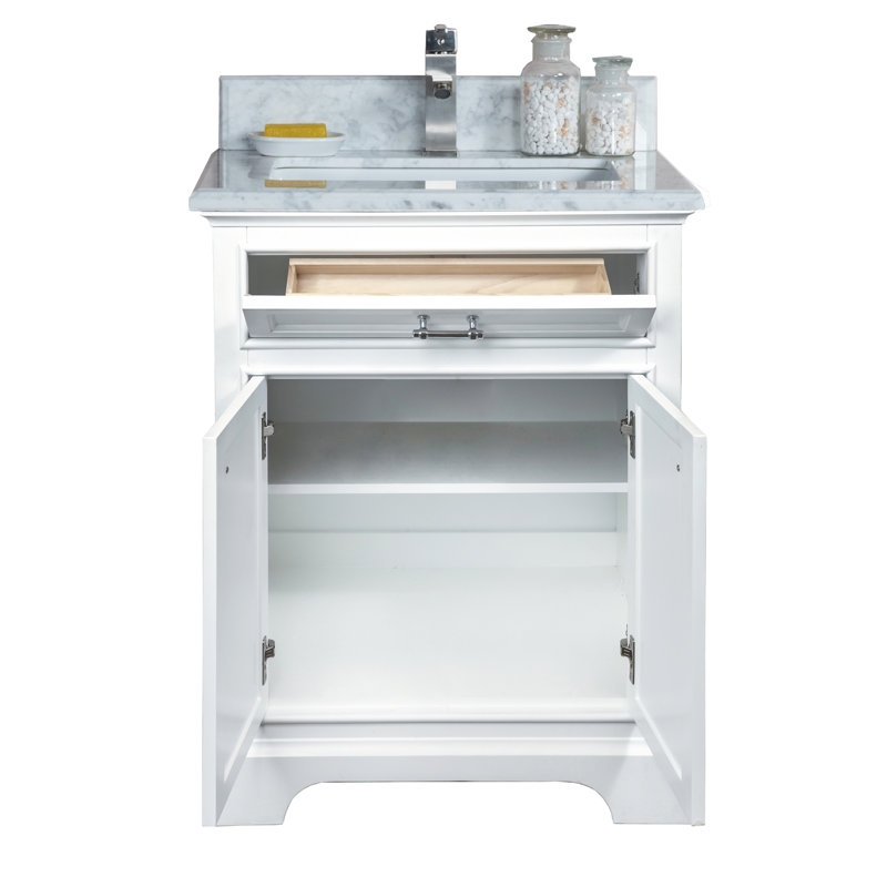 Ensemble de meuble-lavabo simple 25 "avec miroir Harkness, Marbre de Carrare