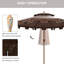 Parasol de patio de 9 pi avec housse à volants à double plateau - inclinaison à bouton-poussoir et manivelle pour contentement d'extérieur brun par manivelle, jardin, terrasse, piscine