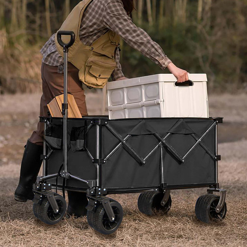 Chariot pliable pliable, chariot de plage pliable, Noir