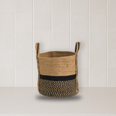 Handmade Natural Jute Basket with Handles