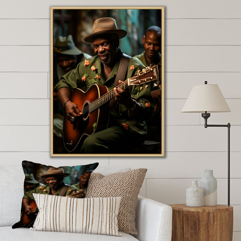 «Green Cuban Music Soul», reproduction d'art sur toile, Cadre naturel flottant, H 40 po x l 30 po x P 1,5 po