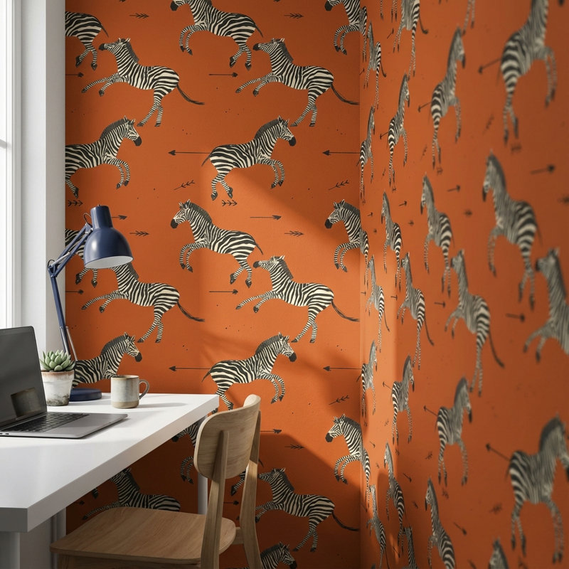Papier peint zébré orange