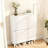 16 Pair Shoe Cabinet With 2 Flip Drawers And Adjustable Shelves, Freestanding Shoe Storage Organizers With Fluted Arched Pattern-1416782838