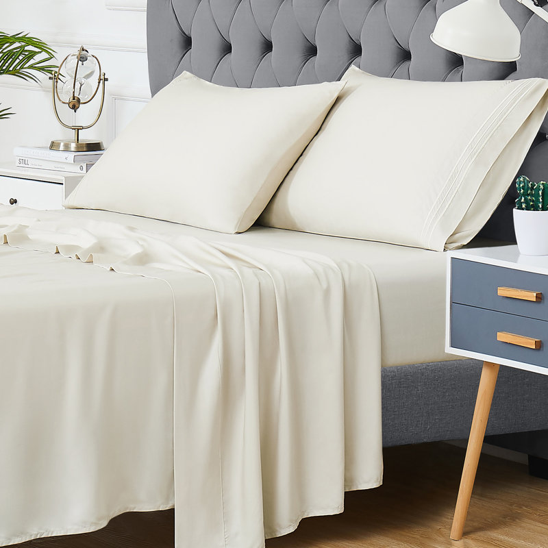 Cooling Bamboo Rayon Bed Sheet Set - Ultra-Soft, Breathable & Lightweight Bedding for Hot Sleepers - Twin, Cream