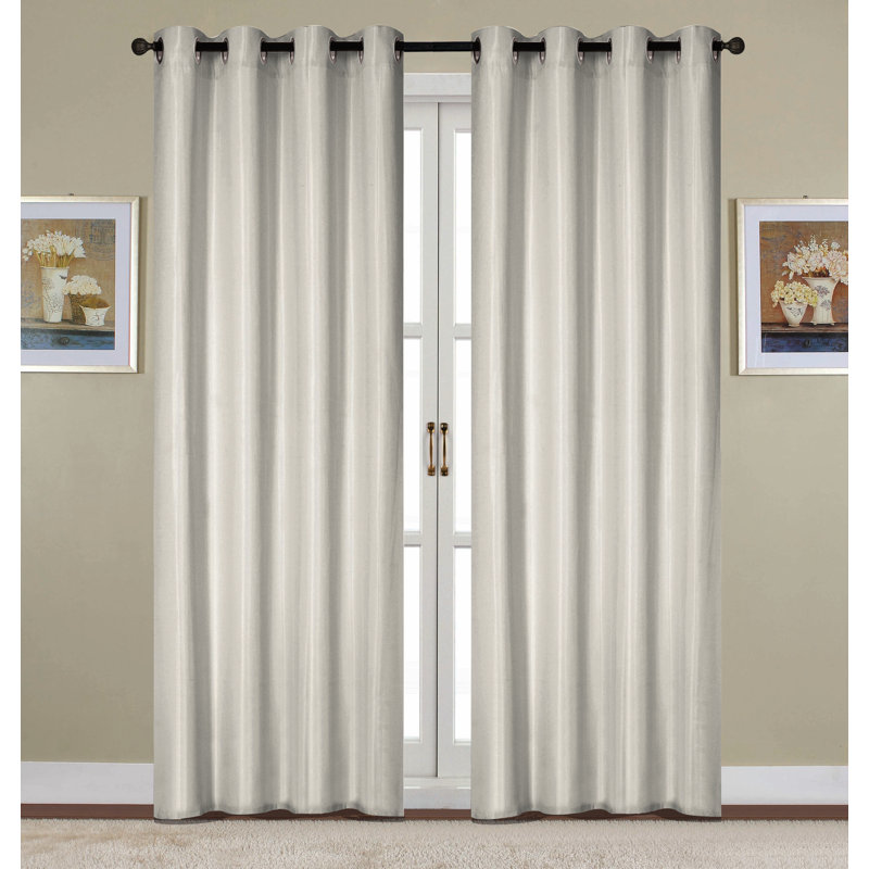 Monaca Semi-Sheer Window Curtain Panel with Grommets, Silver, 54" W x 90" L