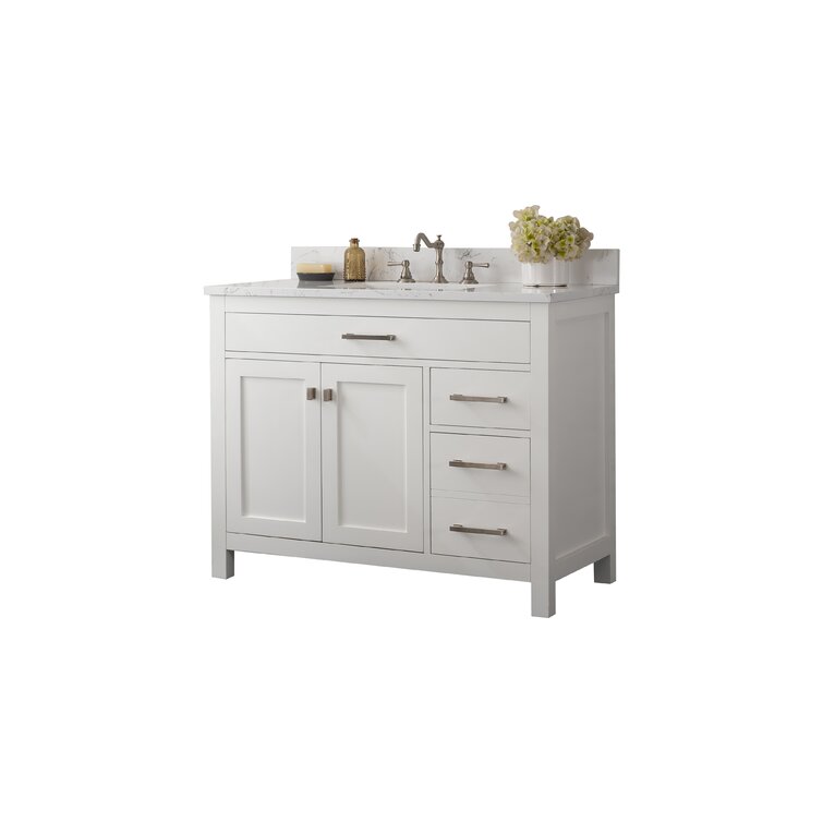 Breakwater Bay Saur 42'' Free Standing Single Bathroom Vanity with  Engineered Stone Top & Reviews