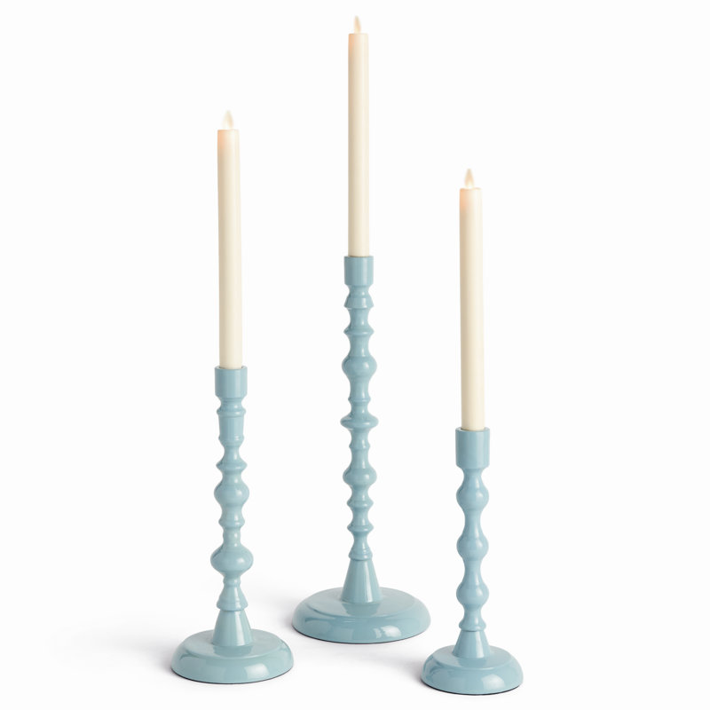 Eclat Enamel-Coated Aluminum Taper Holders in Blue, Blue
