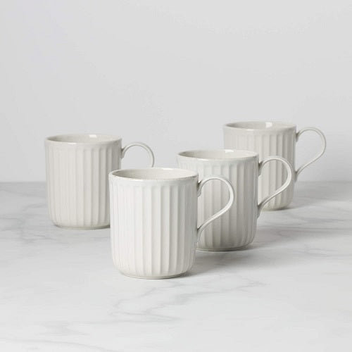 French Perle Scallop 4-Piece Mug Set