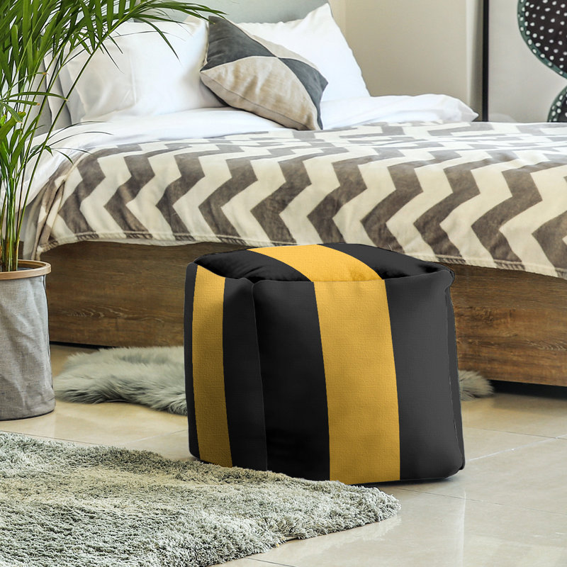Repose-pieds repose-pieds carré 13" velours, Noir / or, H 18 po x l 18 po x P 20 po