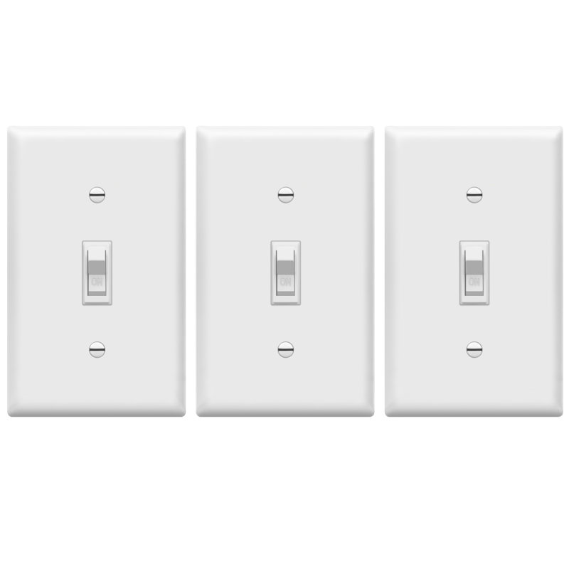 Interrupteur à bascule unipolaire 15 A Enerlites, blanc, avec plaque murale (paquet de 3)