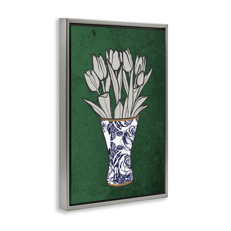 "Tulip Bouquet Vase" par Marcus Prime, Cadre flottant gris lustré, H 25 po x l 17 po