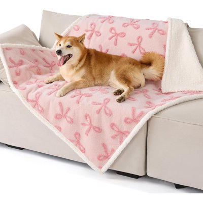 Lesure Waterproof Washable Large Dog Blanket, Double Sided Jacquard Shag & Sherpa Fleece, Couch Protection
